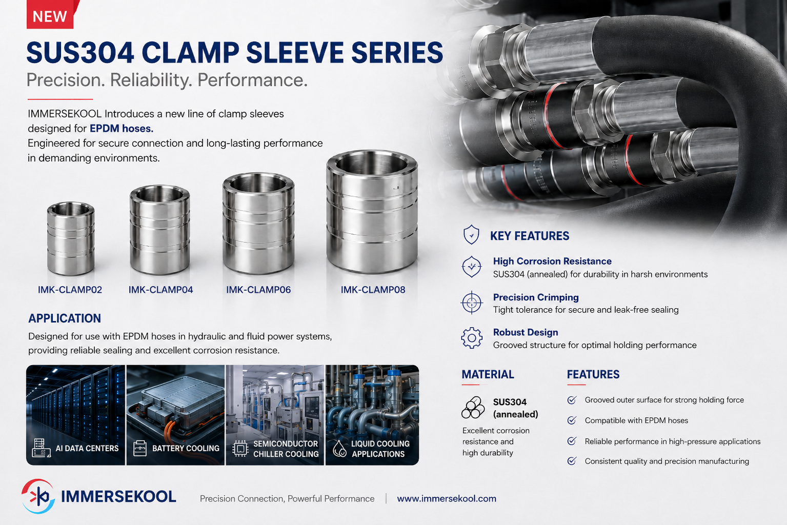 EPDM HOSE 용 CLAMP 슬리브 출시